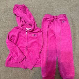 Juicy Couture Kids Fuchsia Sweatpants & Hoodie Set